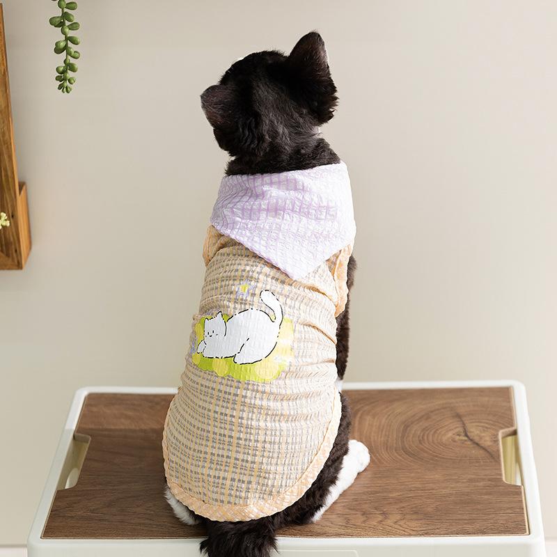 

Одежда для кошек Весенне-летняя дышащая клетчатая жилетка с галстуком-бабочкой-пузырем, синяя, для котенка, кошки, бесшерстной кошки, собаки, домашнего питомца XS (recommended weight 1-1.5kg)