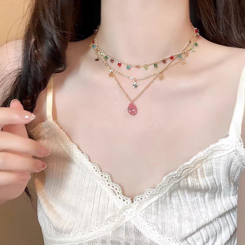 Vintage Multi-Layer Stacking Necklace - Women's Luxury Seaside Clavicle Chain, French-Style Accessory.