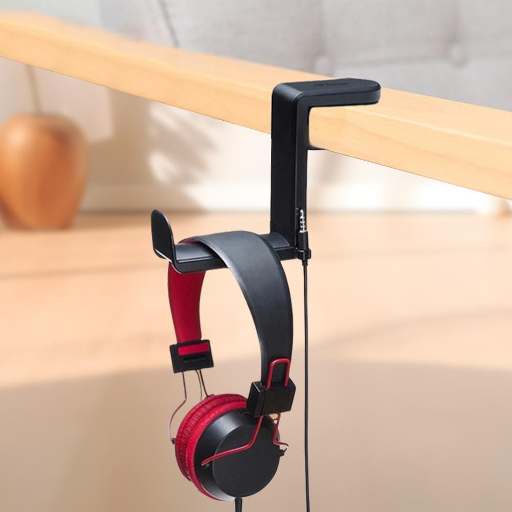 Clamp-On Headphone Holder Desk with 360 Degree Swivel & Cable Clip Organizer Headphone Hook Headphone Hanger Hook for PC Desktop