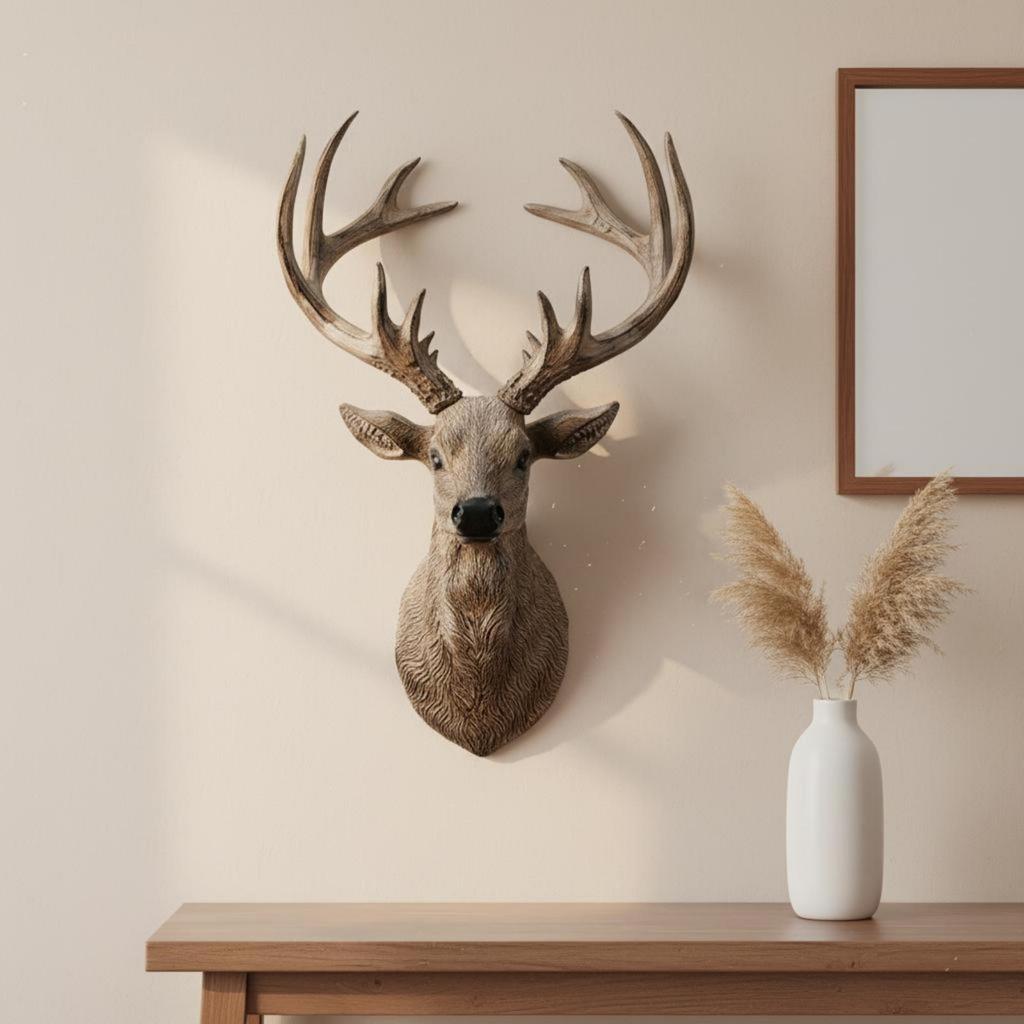3D Deer Head Wall Mount Detailed Decor Lifelike for Entryway,