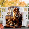 1pc Lion Printing Lightweight Flannel Blanket, Comfortable and Warm Blanket, for Camping Sofa Bed and Couch Office, Gift Blankets in