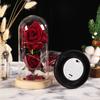 Two roses glass cover ornament Christmas Valentine's Day birthday gift LED light simulation eternal flower