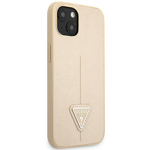 Guess Guhcp14Spsatle Iphone 14 / 15 / 13 6.1 Beżowy/Beige Hardcase Saffianotriangle Logo