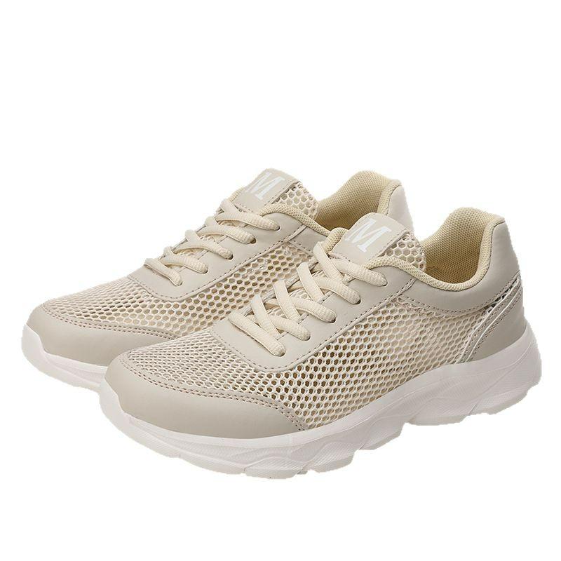 New Summer Sneakers with Large Mesh Breathable Cutout Casual Shoes Lace-ups