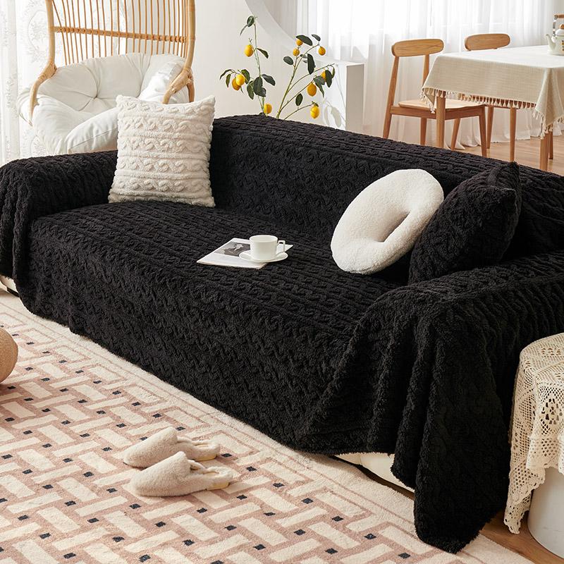Thickened Plush Sofa Cover Cloth Full Cover Cream Wind Sofa Cover Towel Winter Anti Cat Scratch Sofa Cover Cover Blanket