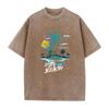 Summer Vacation Casual Washed TShirt Retro Fashion Print Crew Neck Short Sleeve Suitable For Everyday Wear And Commute