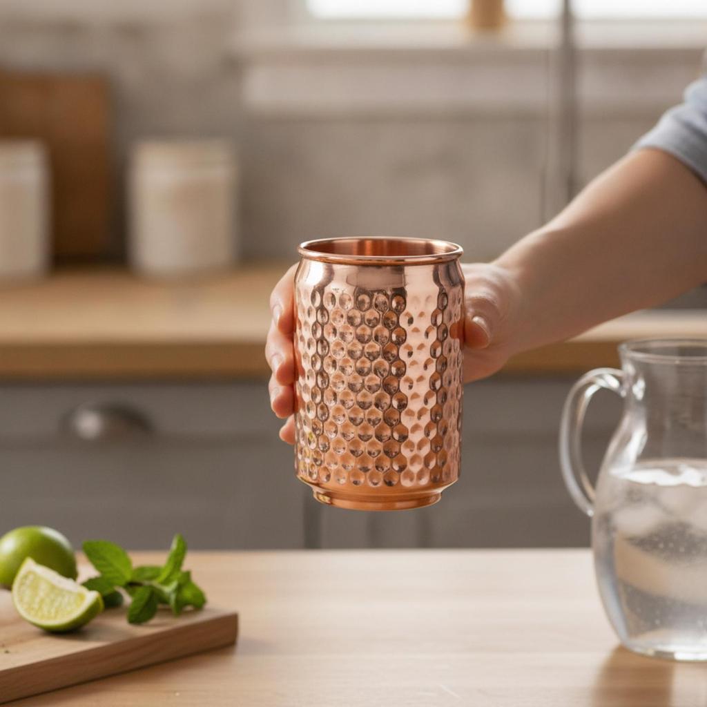 Copper Plated Cup Hammered Mug Seamless for Party Parties, Everyday Dining