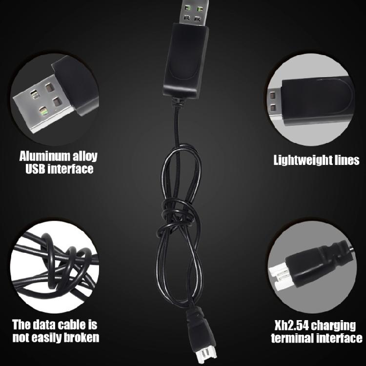 High Efficient 3.7V USB Charger Cable Line 4 Various Kind Connectors Cord Wire for Lithium Battery Devices Black