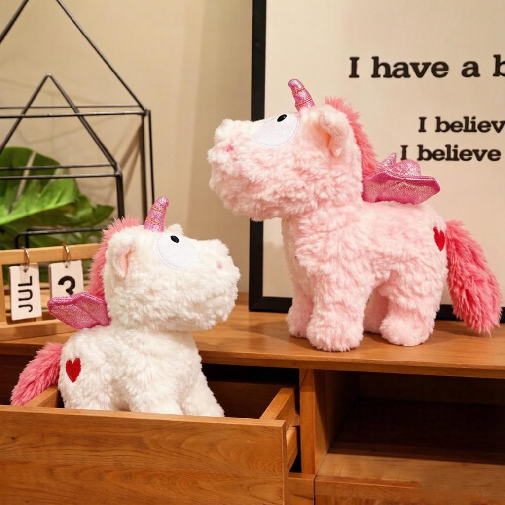 20/25Cm Cute Stuffed Fluffy Unicorn Plush Toy Pink White Fantastic Animal Doll Standing Plushie Appeasing Companion Gift