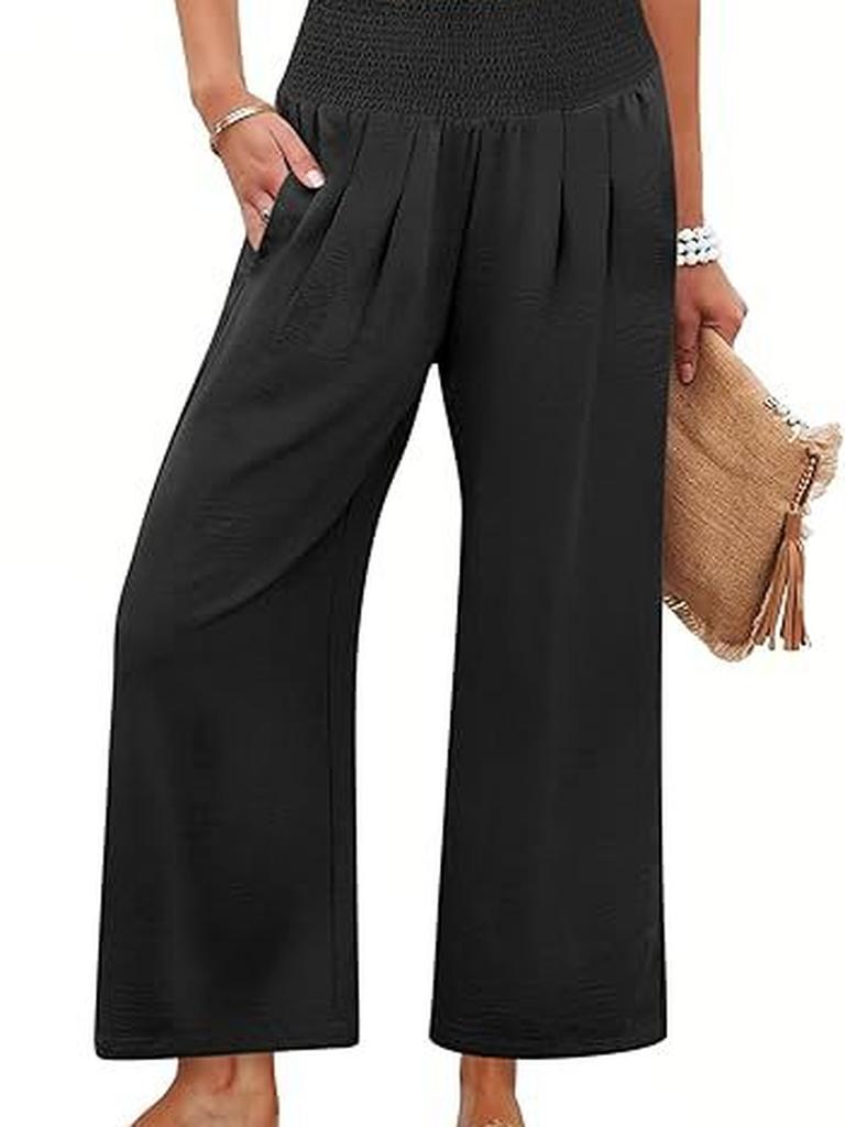 Spring/Autumn Solid Color Women's High Waist Straight Leg Casual Pants
