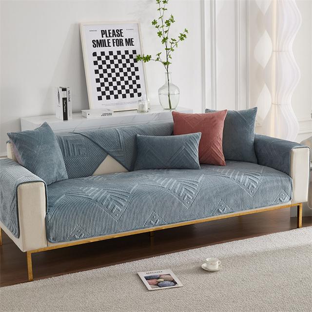 Thicken Plush Sofa Cover Solid Universal Sofa Mat Towel Anti -Slip Sectional Couch Cushion Slipcovers For Living Room Home Decor
