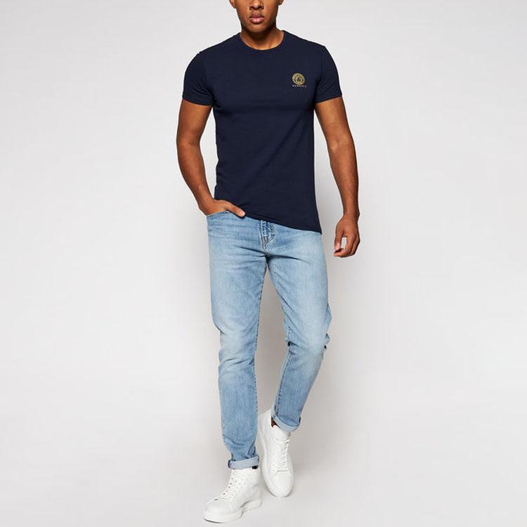 VERSACE T Shirts Men's Blue Crew Neck Moderate Straight Fit AUU01005-A232741-A1384