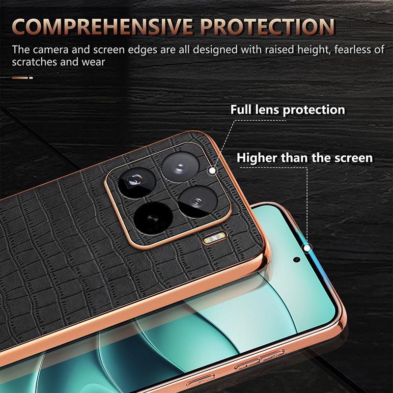 For Xiaomi 15 Pro Case Electroplating Crocodile Texture PU+TPU Phone Cover