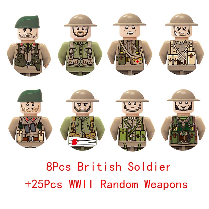 Non-Toxic Wwii Military North African Campaign Wheeled Armored Vehicle Tank Cannon Soldier Figures Building Blocks Weapon Truck Army Toy