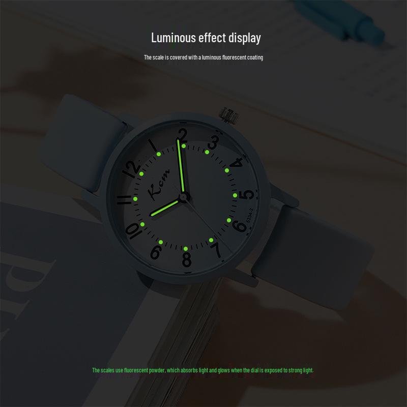 Stille Prüfungs-Quarzuhr: Leuchtend & Wasserdicht für Junior- & Highschool-Schüler, Männer & Frauen, in schlichten, lebendigen Farben.