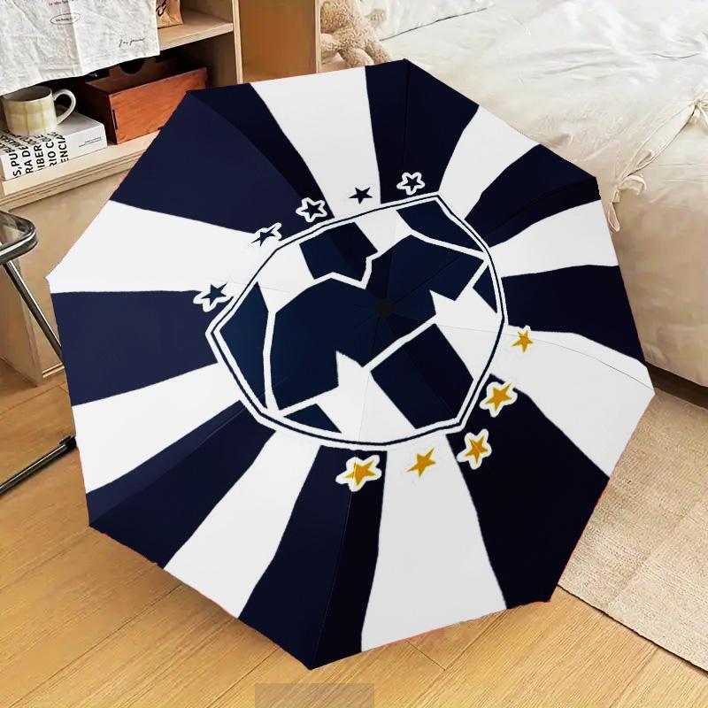 1PC Monter-rey Football Crest Art Printed Umbrella Folding umbrella, automatic umbrella 8-Frame for Travel, camping Fan gifts Christmas Gifts