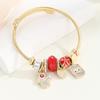 Bracelet DIY Inlaid Heart Pendant Adjustable Open Bangle
