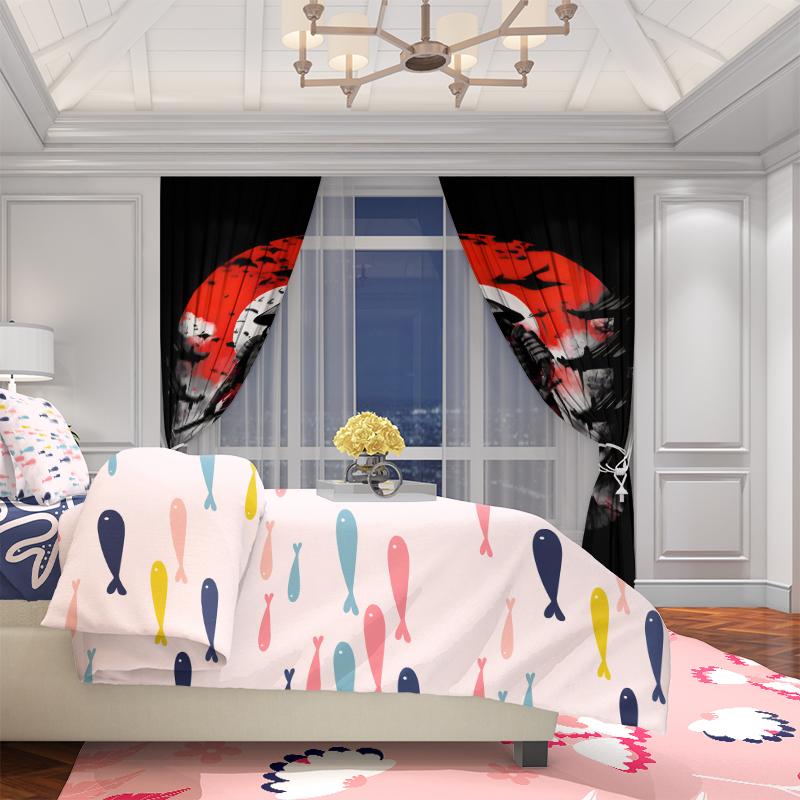 2pcs- Anime Post-apocalypte Samurai Polyester curtains, pole bag curtains 42*84, bedroom, living room, home room decoration