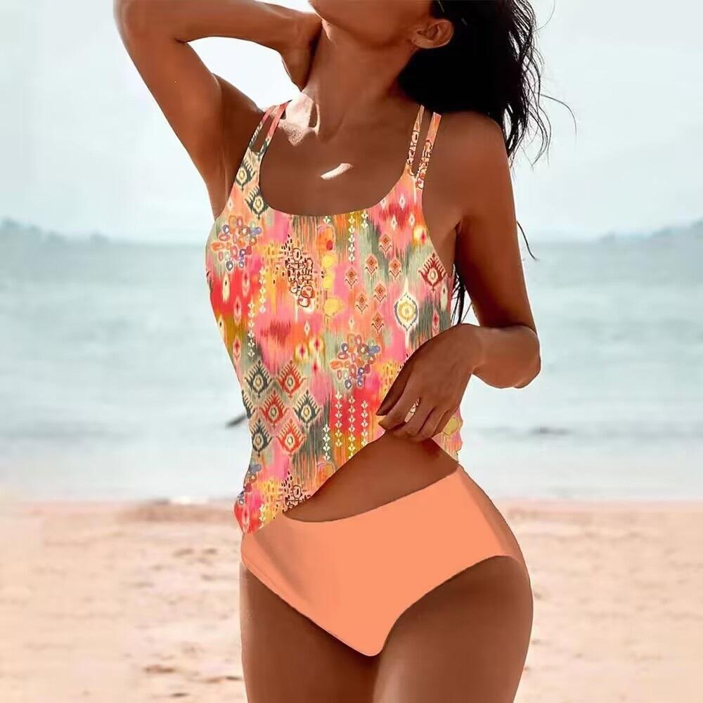 Retro-Print Badeanzug für Damen - Bermuda-Strandmode für das Meer