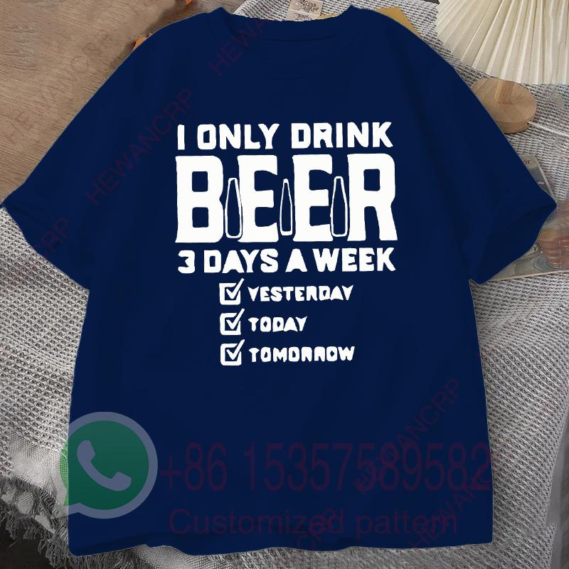 Ich trinke nur 3 Tage die Woche Bier Herren Trainingsanzug T-Shirt Baumwolle Lässig Sportbekleidung Rundhals Pullover Kurzarm Sommer Streetwear