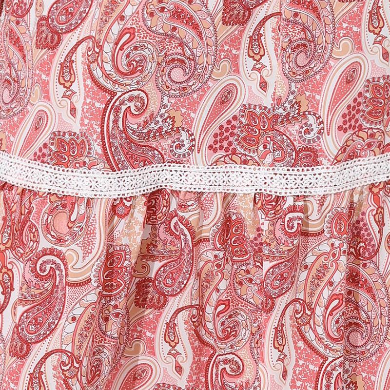 Vår och Höst Dam Plus Size Etnisk Stil Tryckt Klänning Patchwork V-Hals Långa Klänningar