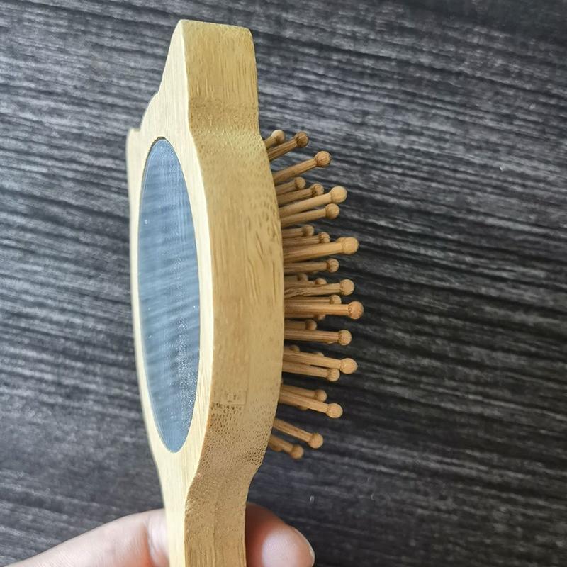 2-in-1 Katzenförmiger Kamm und Schminkspiegel Multifunktionaler Meridian-Massage Haushalts-Holz-Airbag-Kamm