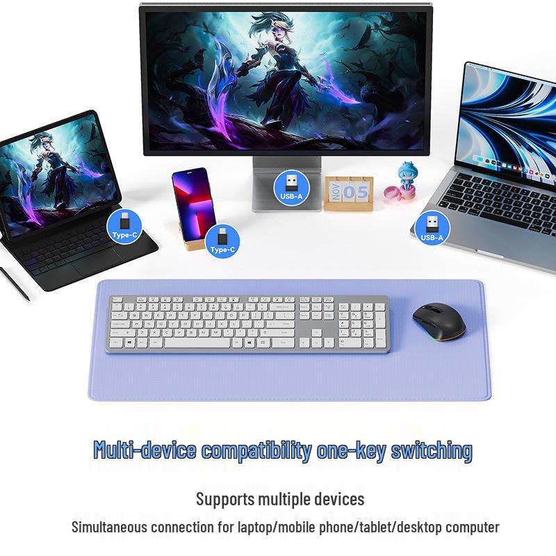 M106 USB-C Wireless RGB Mouse, Dual Mode & Rechargeable for Desktop, Laptop, and Tablet