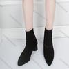 Comemore Autumn and Winter New Pointed Toe Sock Boots for Women Knitted Stretch Comfortable Casual Elastic Solid Ankle Boots