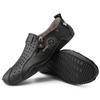 Spring/Summer 2024 Men's Large Size Casual Leather Shoes with Octopus Zipper - Korean Style