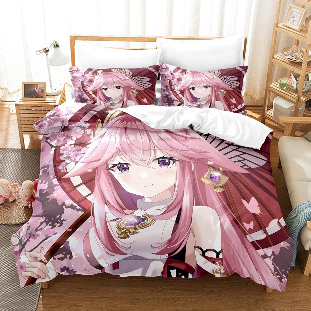 3D Print Cartoon Bedding Set Genshin Impact Game Kids 3d Duvet Cover Set Comforter Bed Linen For Children Boy Decor Bedclothes