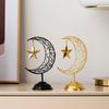 Artistic Middle Eastern Iron Moon Star Sculpture With Base Eid Ramadans Hollowout Ornament for Muslims Party Supplies