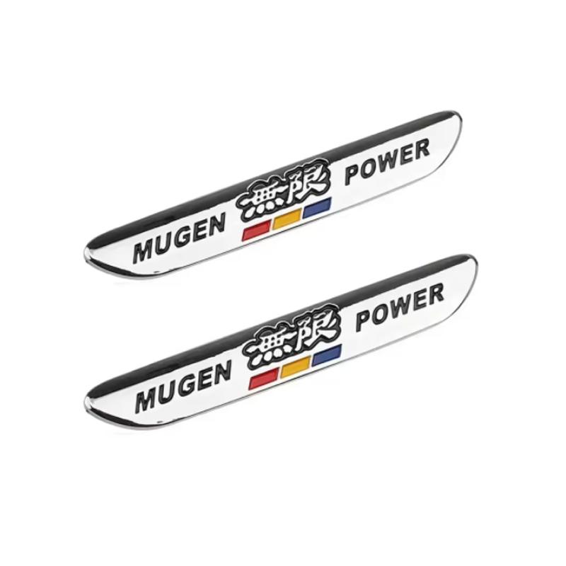 

Комплект из 2 штук x 3D Металлическая эмблема Mugen Power Наклейка на багажник автомобиля, брызговик для Honda Civic Accord C серебряный
