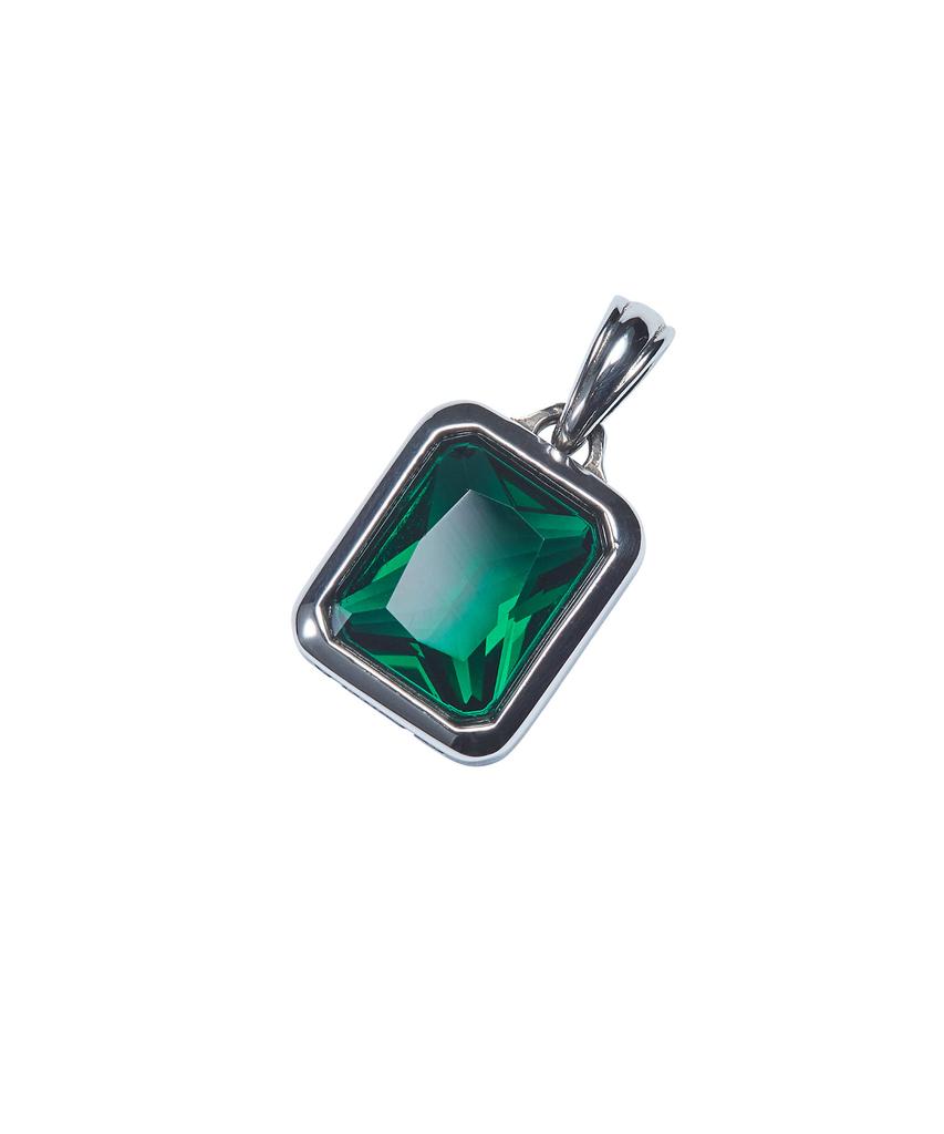 Sting925 Green Emerald Cut Pendant