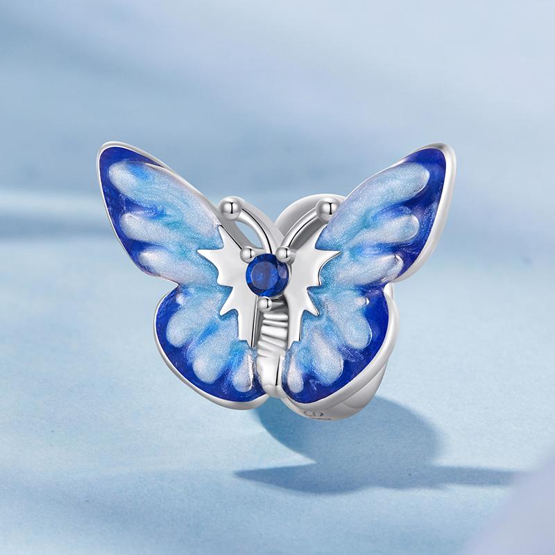 WOSTU 925 Silver Dreamy Butterfly Silicone Spacer Beads Rainbow Heart Charm Moon Dreamcatcher Pendant Fit Necklace Bracelet DIY