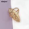 SIMJOO Anel de junta de zircônia geométrica com design de moda em ouro rosa
