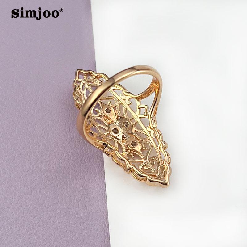 SIMJOO Anel de junta de zircônia geométrica com design de moda em ouro rosa