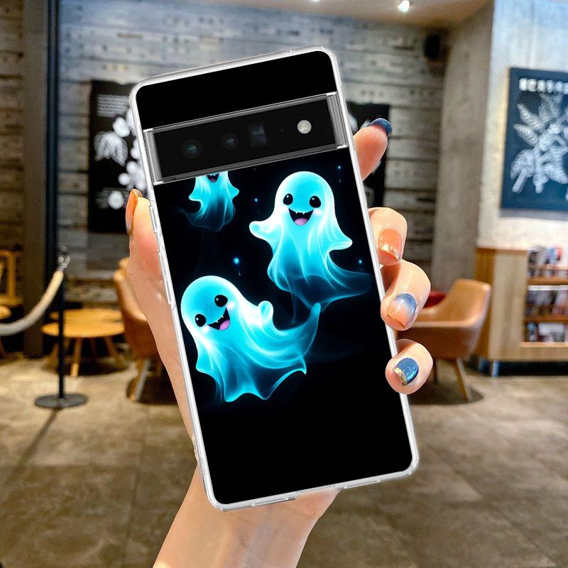 Phone Case Cover for Google Pixel 9,8,7,6,5,4,4XL,7A,6A,5A,4A,3A,Pro,XL,5G Transparent Soft TPU Shell Halloween Ghost Costume
