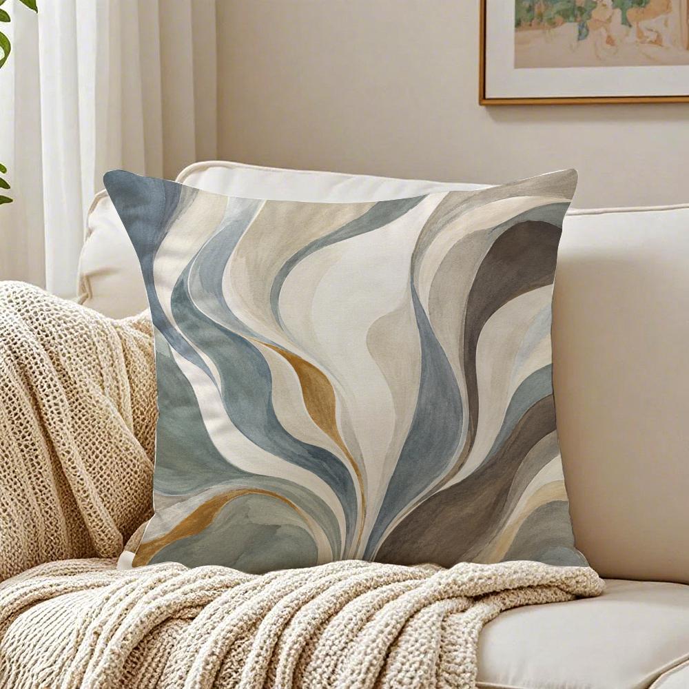 Sedona Blue Multicolored Stripe Pillow Case Breathable Organic Short Plush Cushion Covers WrinkleResistant Soft Durable