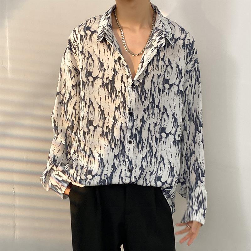 Heren bloemenoverhemd - Japanse en Koreaanse stijl, lente/herfst, trendy retro Hong Kong-stijl, casual all-match jas