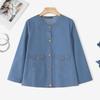 ZANZEA Women Casual Round Neck Long Sleeve Vintage Denim Blouse