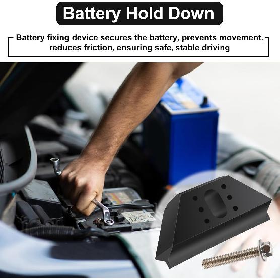 Base Clamp Battery Hold Down, Battery Hold Down with 304 Stainless Steel Bolt Kit, Compatible with Select