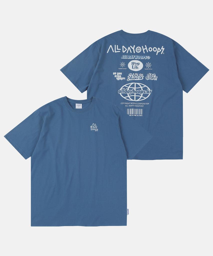 ALL DAY HOOPS Hoop S2 Logo Short Sleeve T-Shirt Blue