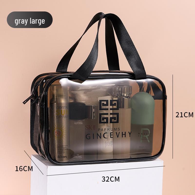 Women's Large Waterproof Transparent Makeup and Toiletry Bag - Wet/Dry Separation, Portable for Travel