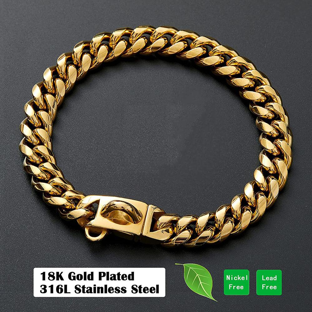 Hochbelastbar Starkes Metall Hunde Kubanische Kette Halsband Edelstahl Haustier Halsband Für Große Hunde Pitbull Bulldogge Silber Gold Show Halsband