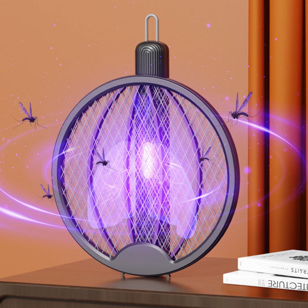 Foldable Bug Zapper Racket Rechargeable Electric Fly Swatter Safe Fly Killer and Mosquito Trap Lamp for Indoor Outdoor