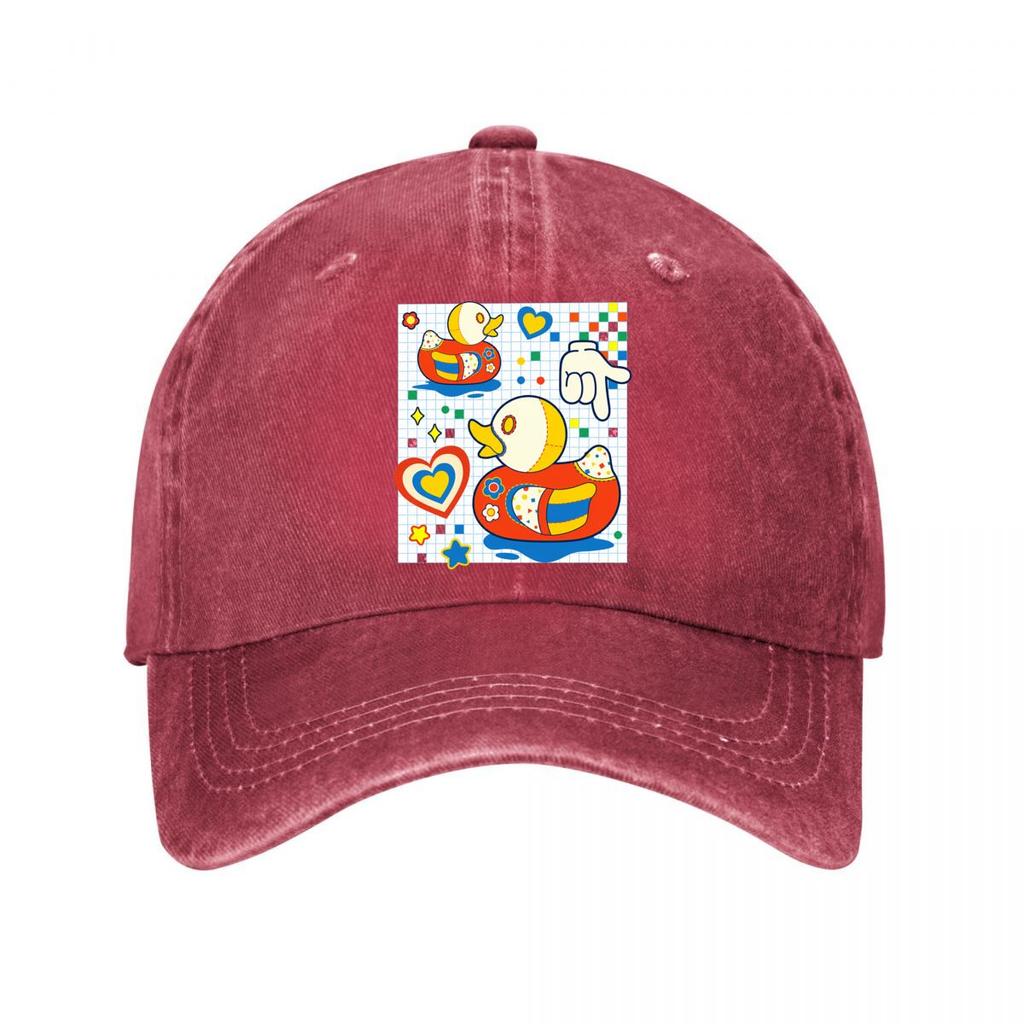 Cute Cartoon Duck Stickers s Room Decor Washed Baseball Cap Outdoor For Womens Unisex FeUnisex