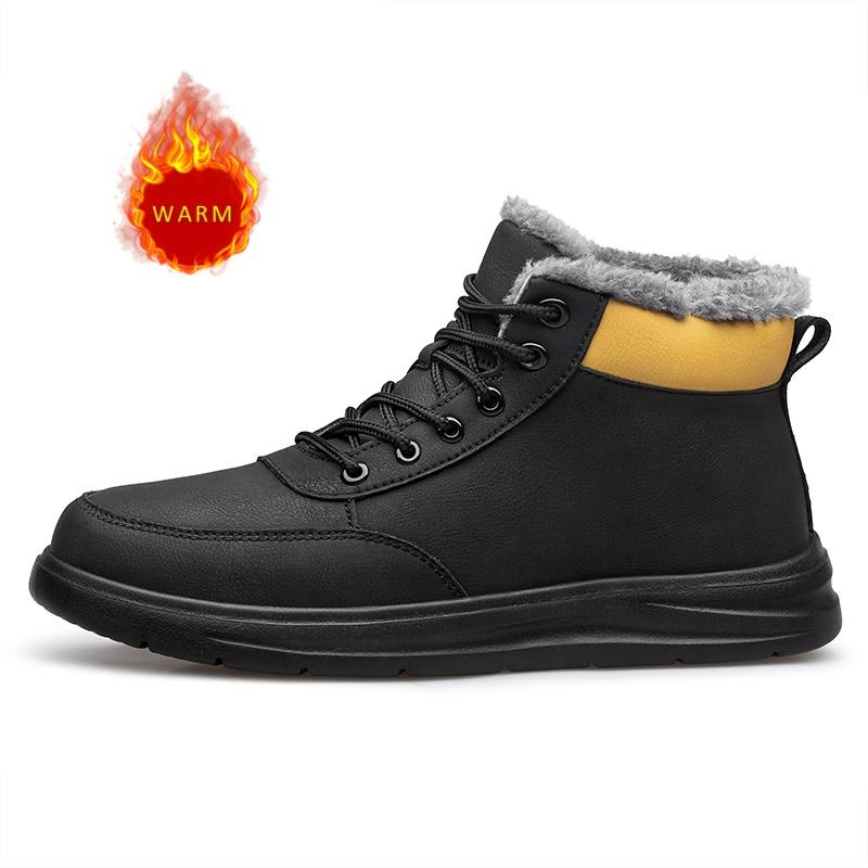 Winter Bestseller Herren Plüsch Baumwollschuhe Dicke Sohle High Top Business Stiefel Hochwertige Schnürschuhe Herren Arbeitskleidung Schuhe