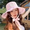 Cute Polka Dot Bucket Hat Wide Ruffled Brim Uv Protection Summer Beach Travel Outdoor Use