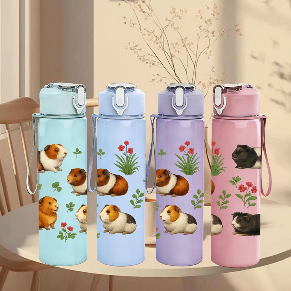 1 PZ Gruppo di Criceti Carini Multipli 750ml Bottiglia d'Acqua Sportiva in Plastica Colorata Tappo Flip a Cannuccia Anti-perdita Per Sport Ufficio Uso Domestico