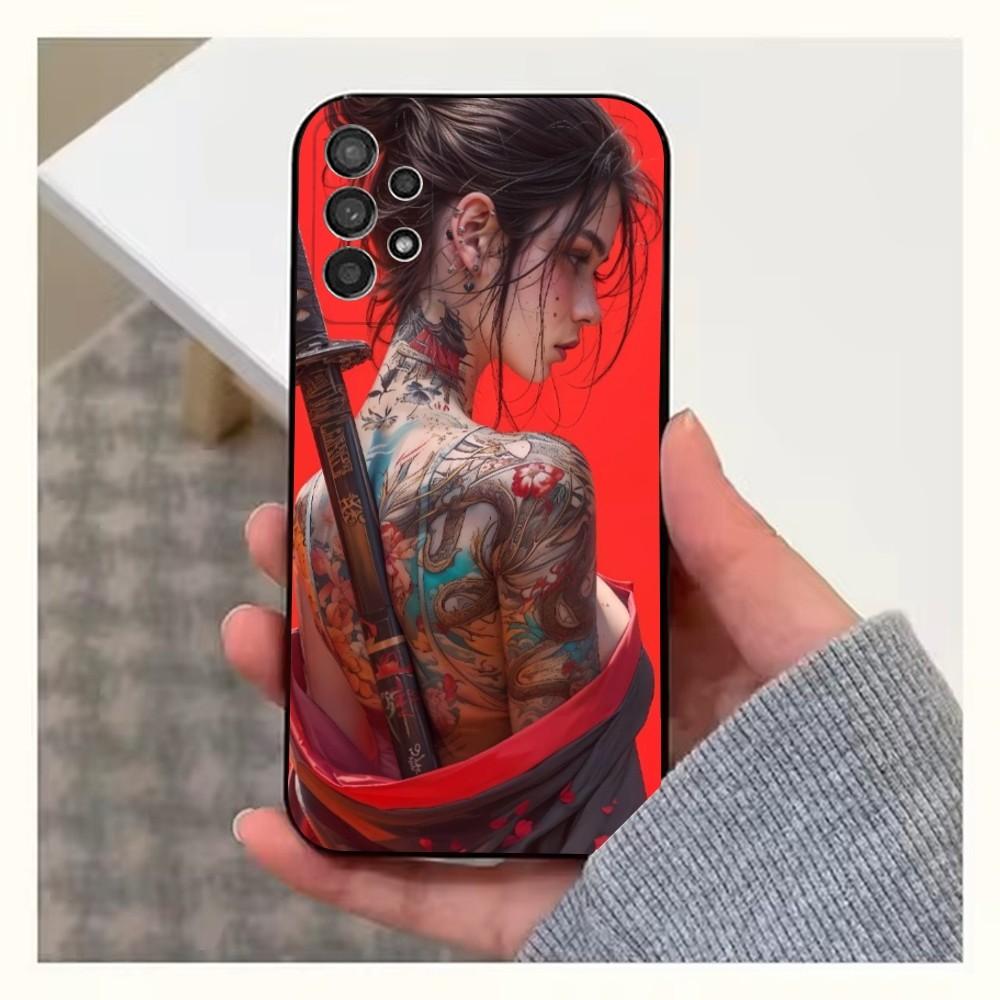 S-Samurai Warrior Geisha Phone Case For Samsung S25,S24,S23,S22,S20,S21,S10,Ultra,Plus,Lite,FE,Soft Silicone Black Cover